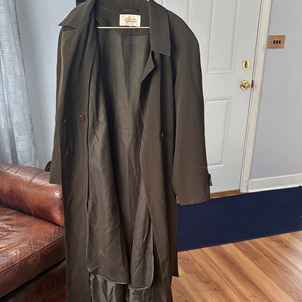 Talbots Dark Olive Double-Breasted Trench Coat